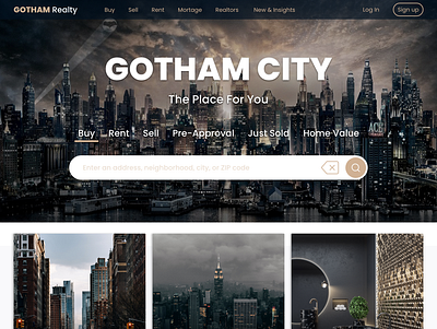 Gotham Realty Website Concept adobexd branding dc comics dc univers graphic design ui webdesign