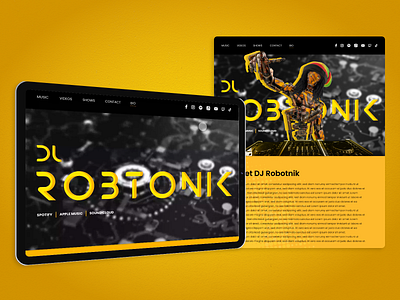 DJ Robotnik Webpage Concept 3d adobe adobexd animation app branding design graphic design motion graphics music robot ui ui design ux design