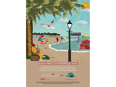 AARP Travel Ad New Orleans branding convention center graphic design illustration print design tourism travel