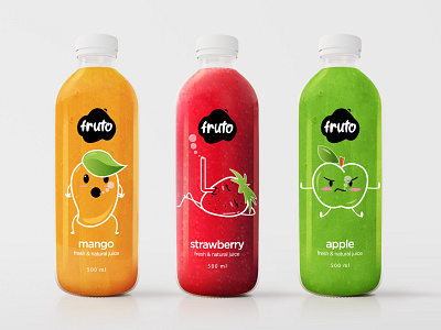 Packaging Design - Fruto Juice bottle label branding design illustration label design packaging product packaging