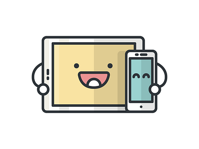 Small Screens desktop friends happy icon illustration mobile pals responsive small screens