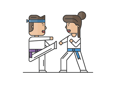 Karate illustration karate kick punch
