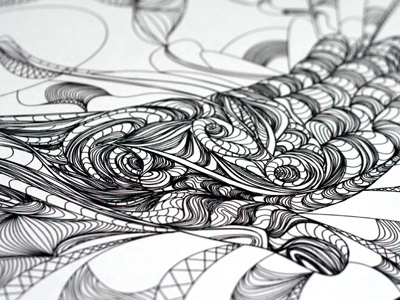 Exhibition black and white hand line art pen tool spirals
