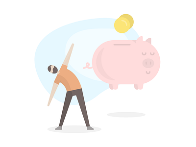 Healthy Finance finance health illustration mental health piggy piggy bank stretching vector yoga