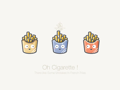 French fries chips cigarette food french fries funny happy illustrator