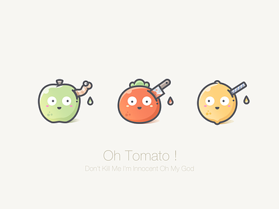 Tomato apple bug food fun funny happy illustrator juice knife lemon tomato
