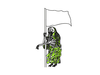 White Flag illustration skeleton