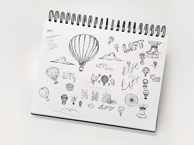 Sketches of Hot Air Balloon Logo | Lift | DLC02 dailylogochallenge hotairballoon logo logodlc sketches
