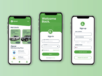 Zipcar - Mobile Application Redesign art clean design flat graphic design minimal mobile mobile app design ui ux