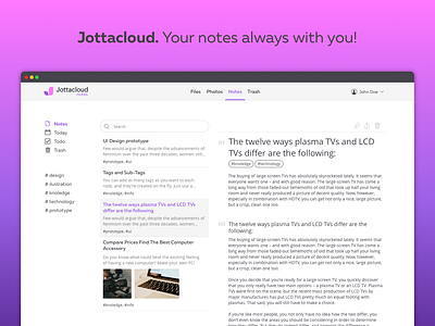 Jottacloud Notes app design jottacloud notes sketch app sketchapp webapps