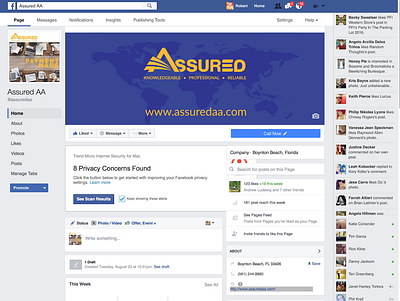 Assured AA | Facebook Page branding digital marketing facebook graphic design logo marketing page design social media web design