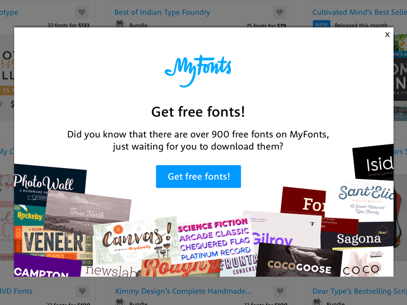 Free font modal freebie fonts modal exit intent