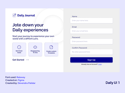 Daily UI 1, sign-up page design ui ui design ux web design website design