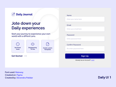 Daily UI  1, sign-up page