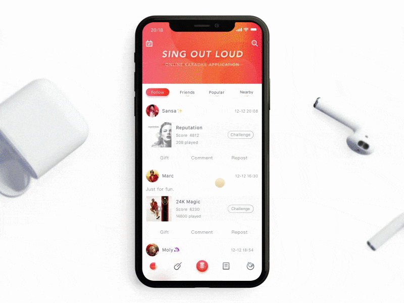 Sing Out Loud 🎶 animate app interaction interface ios11 iphone motion music x