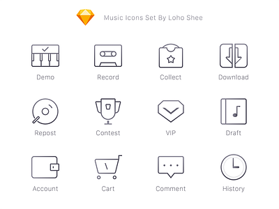 「Freebie」Music Icons Set freebie freebies icons music sketch