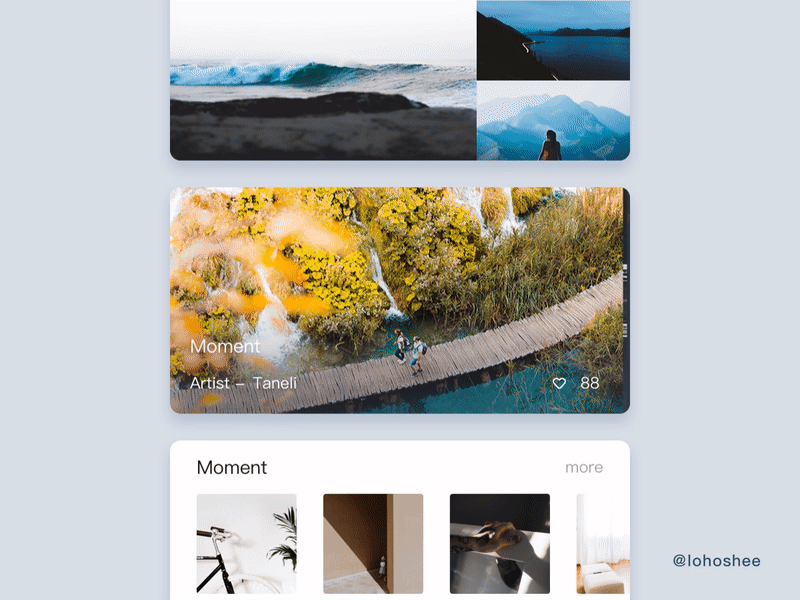 Gallery interaction animate design gallery interaction interface motion picture simple ui white