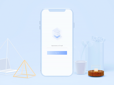 Login page 3d app c4d interface mockup signin simple ui