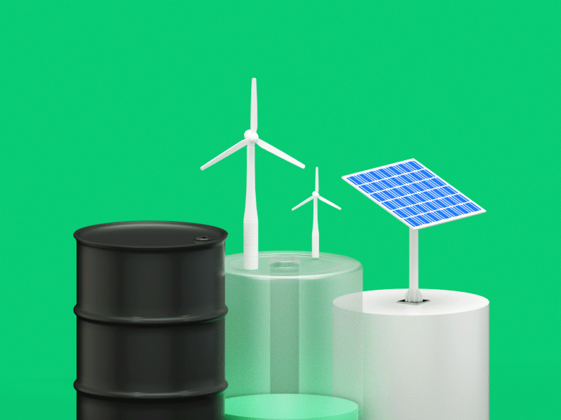 New Energy 3d art battery charged full cinema 4d clean energy climate crude oil design environmental protection gif green greenest illustration new energy oil oil drum recharging solar energy video wind power generation