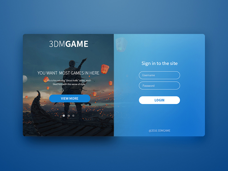 Game login page designed by Tao.. 