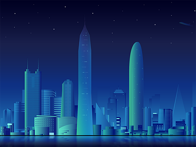 Neon City 01 - Shenzhen city illustration neon