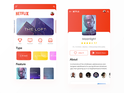 Netflix - Watch Online App 01 app clean colors design movie netflix shows tv