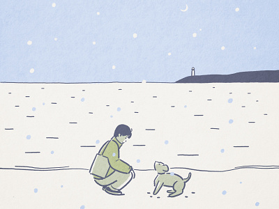 Snow dog illustration ocean snow winter