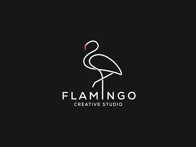 Flamingo Creative Studio Logo blackandwhite branding designer feminine design feminine logo flamingo flamingo logo illustraion illustrator lineart logo logo branding logo design logo designer logotype minimal minimalist logo pink simple design simpleillustration