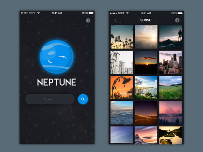 Neptune - Free Image Search app app design search sketch ui ui design user interface