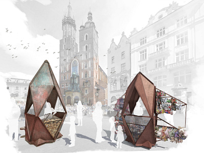 Vendor Stand Illustration 3d architecture copper design drawing illustration krakow obwarzanki polska pretzel vendor stand