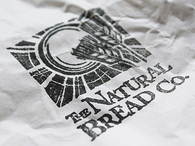 Natural Bread Logo Print black and white bread logo logo design natural paper print print ad sourdough stamp sun wheat woodcut