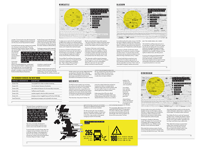 Nukes Of Hazard black and yellow branding convoy icon infographic layout maps nuclear radius table design typesetting warhead