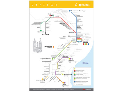 Tram lines map for Saratov