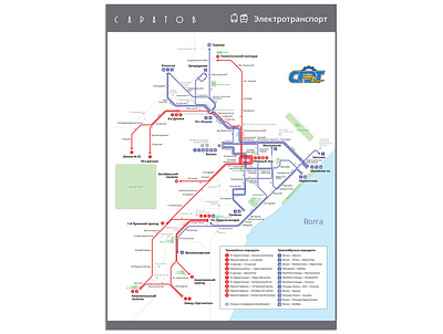 Trams and trolleybus lines design map plan saratov scheme tram trolleybus vector