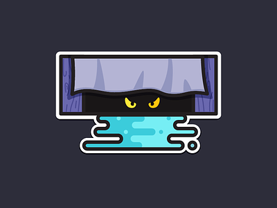 Something Under the Bed Is Drooling art bed coffee drool halloween icon illustration invite line monster night sticker