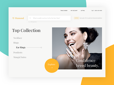 Jewellery Website - Landing Page (above the fold) jewellery website design ui design
