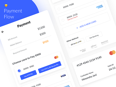 Payment Flow Design add card amount app concept credit debit ios otp payment payment flow