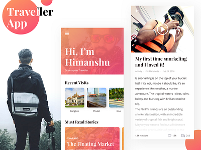 Traveller App activities app blog blog design concept ios tourist travel traveller visits water sports.