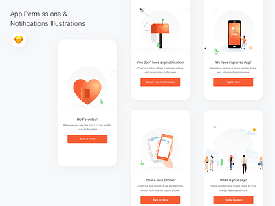 App Permission & Notifications screens - Illustration