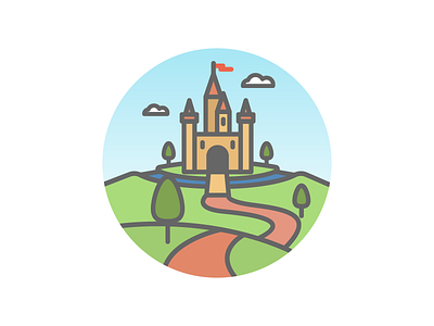 Castle castle fantasy icon landscape lineal ring