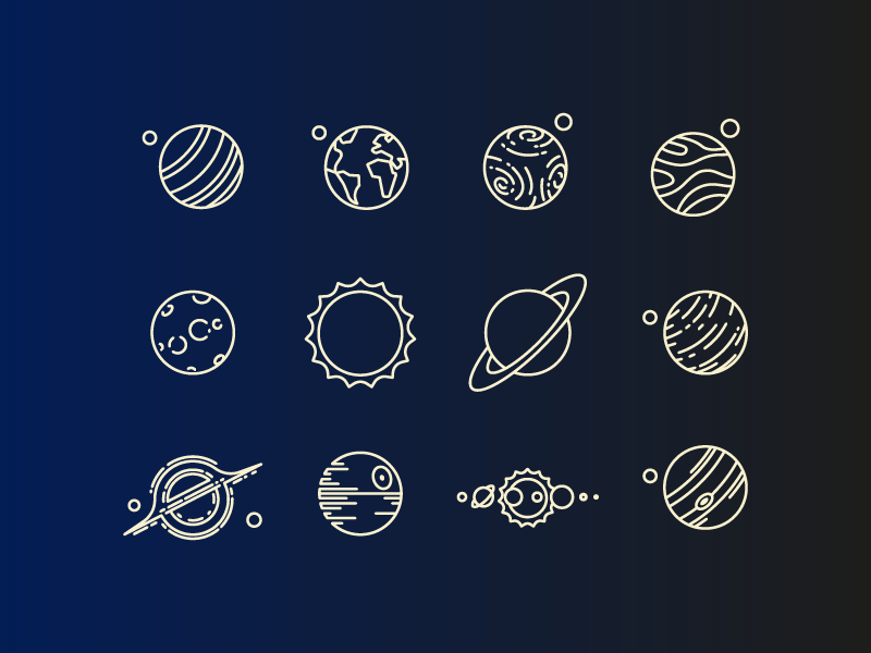 Planet icons by Sergey Ershov on Dribbble