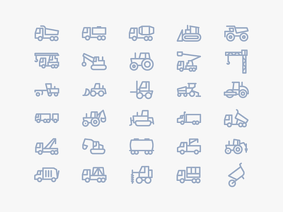 Construction transportation icons by Sergey Ershov on Dribbble