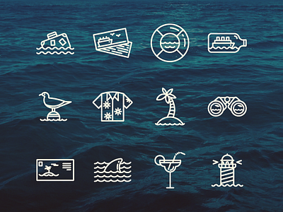 Cruise icons binoculars cruise flaticon icon island lifebuoy lighthouse suitcase ticket