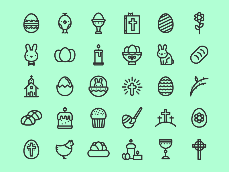 Easter icons bread bunny cake candles cross easter egg flower rabbit spring