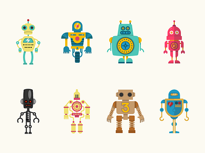 Robots coloured icons robot