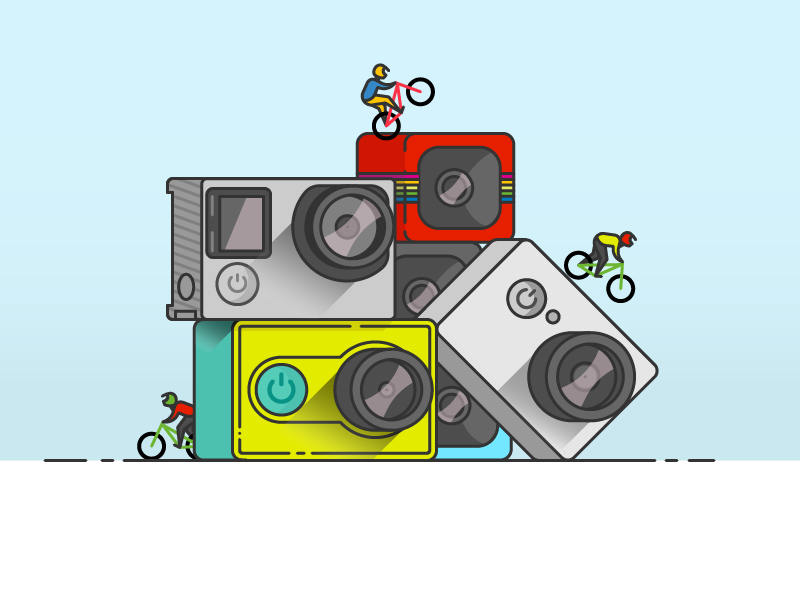 Action! action art bike cam camera cube gopro illustrator sport vector xiaomi
