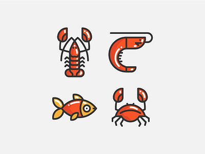 Seafood cancer fish icon lobster seafood shrimp