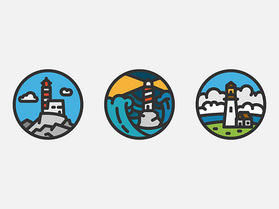 Lighthouses icon illustration light lighthouse ocean sea wave