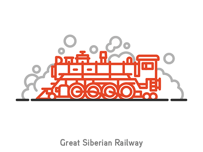 Siberian Railway illustration linework locomotive railway russia siberian train vector