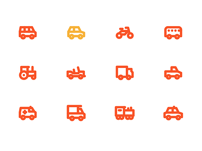 Minimalistic Transportation Icon auto bike car icon tractor train transportation truck